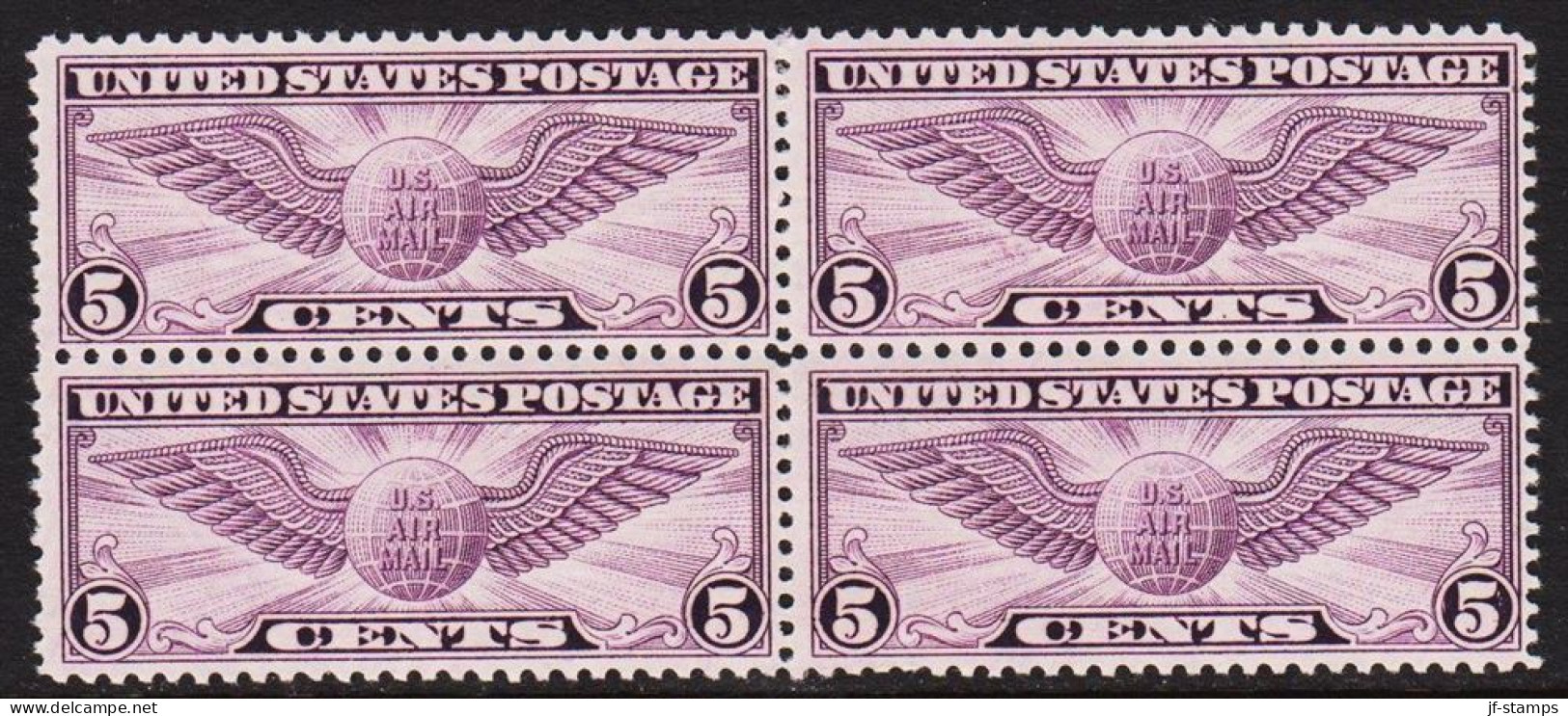 1931. USA. 5 CENTS 5 U.S. AIR MAIL, 4block With 3 Stamps Never Hinged And One Stamp Thin.   - JF542822 - Nuovi