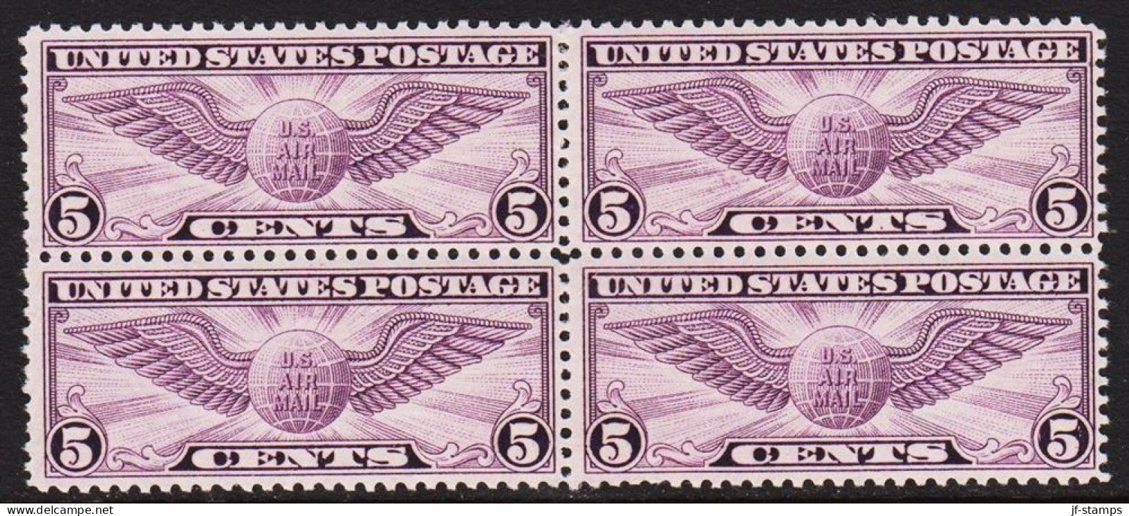 1931. USA. 5 CENTS 5 U.S. AIR MAIL, 4block With 3 Stamps Never Hinged And One Stamp Thin.   - JF542822 - Neufs