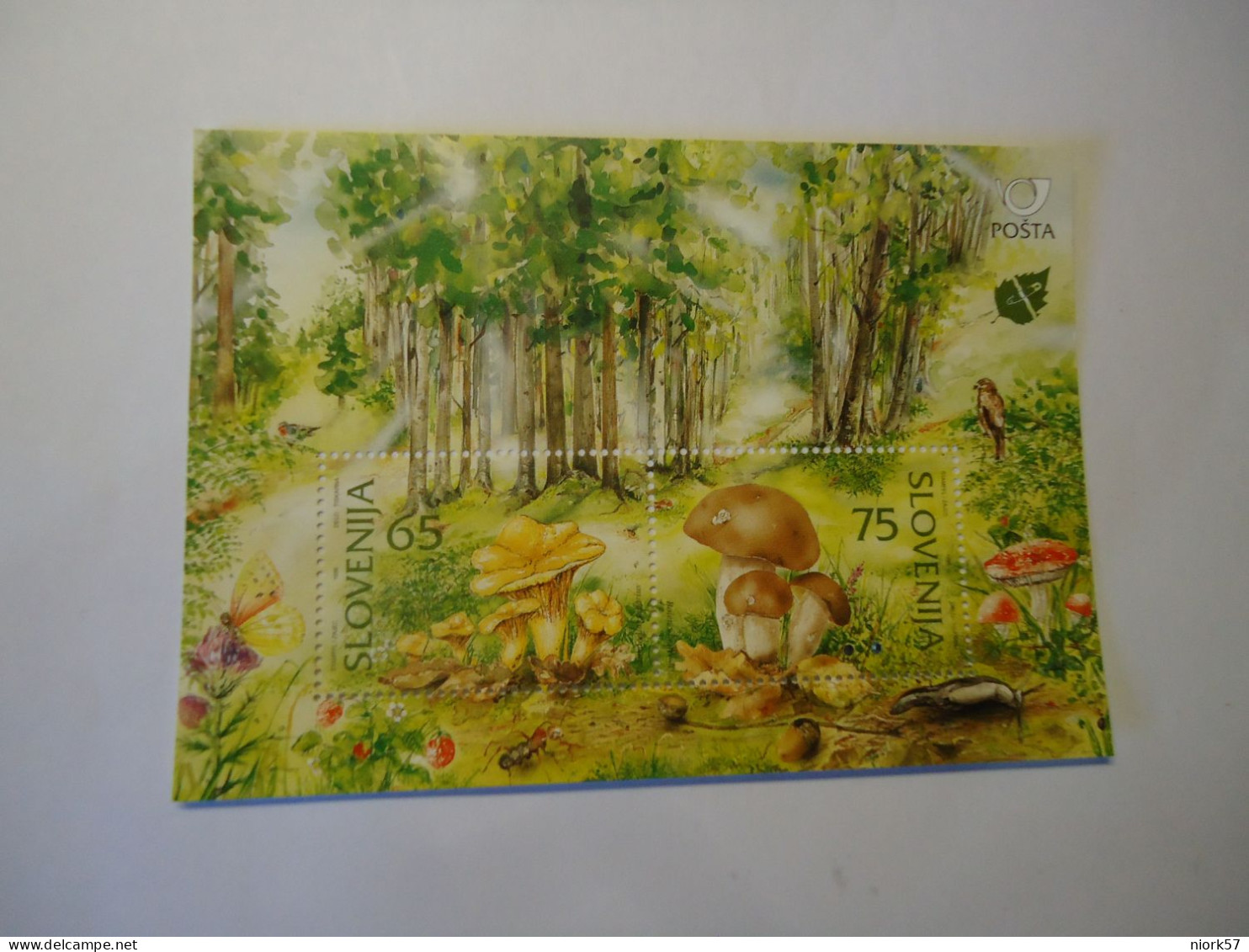 SLOVENIA MNH    SHEET  MUSHROOMS BIRDS BUTTERFLIES - Funghi