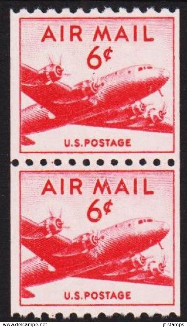 1949. USA.  6 C. AIR MAIL Douglas DC-4 Skymaster Perf. 10 Vertically In Pair Never Hinged.  - JF542831 - Neufs