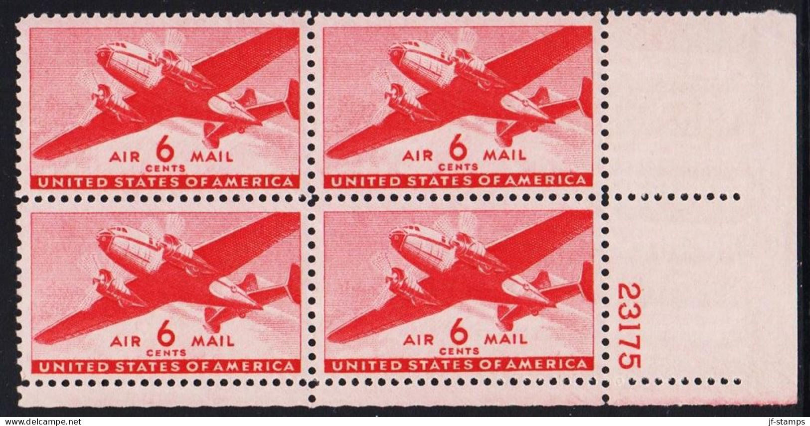 1941. USA.  6 CENTS AIR MAIL In Fine Never Hinged 4block. Plate Number 23175.  - JF542832 - Nuevos