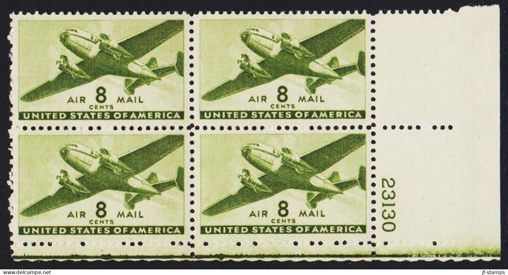 1941. USA.  8 CENTS AIR MAIL In Fine Never Hinged 4block. Plate Number 23130.  - JF542833 - Neufs