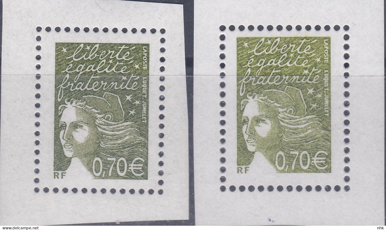 19069 Variété : N° 3571 Marianne De Luquet Timbre Du Bloc 2 Nuances Différentes ** - Ongebruikt
