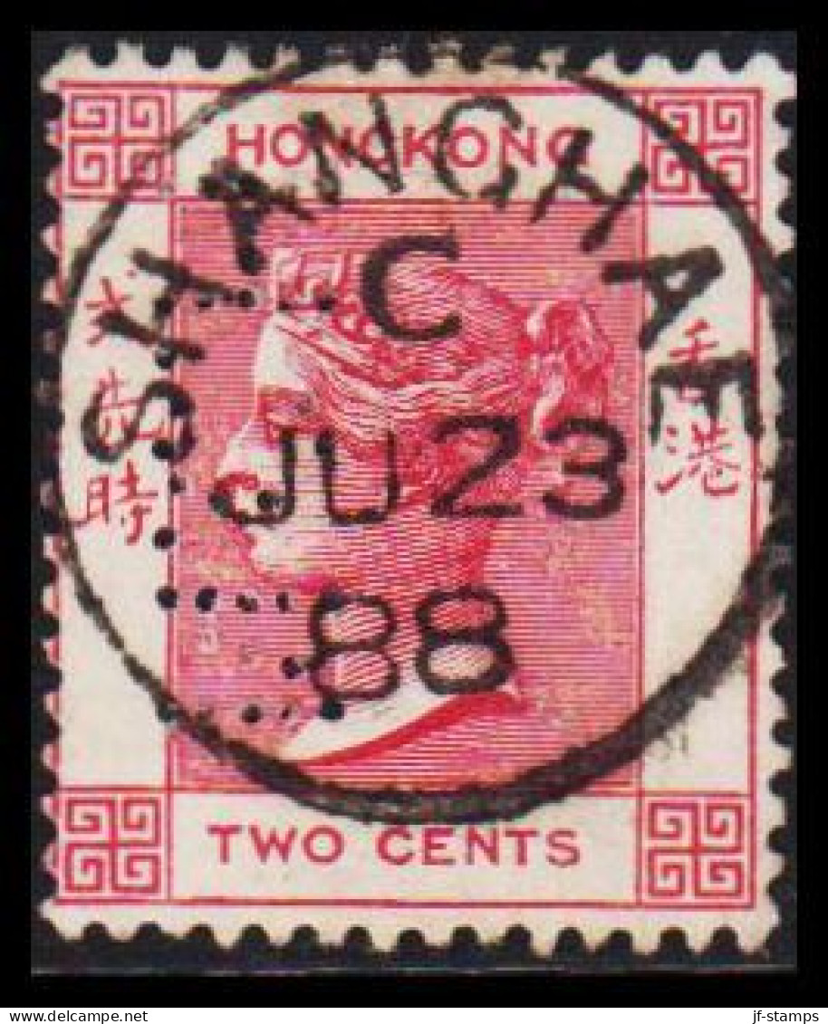 1883. HONG KONG. Victoria TWO CENTS. With Perfin M C H And With Extremely Luxus Cancel SHANGHA... (Michel 35) - JF542860 - Usados