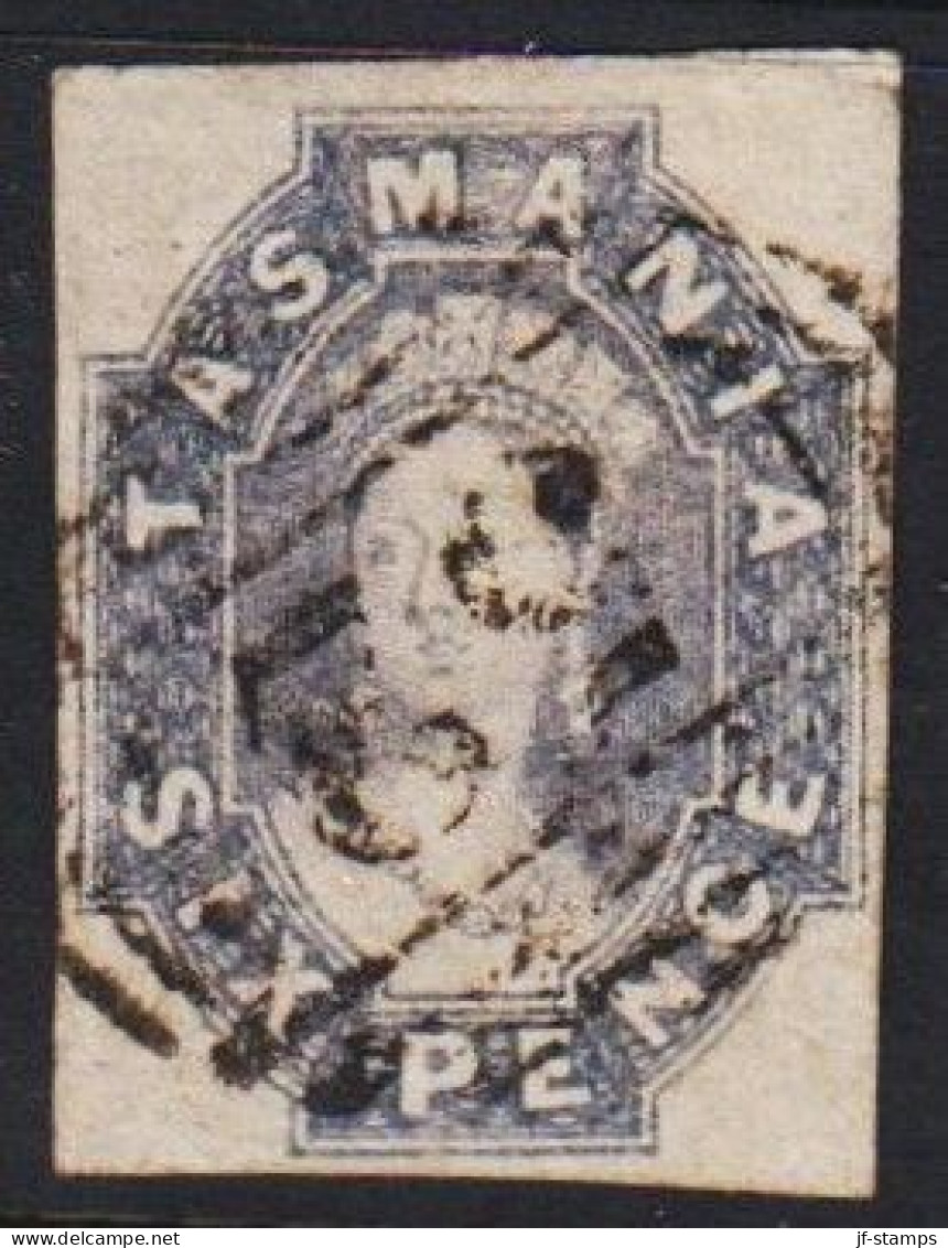 1860. Tasmania. TASMANIA Victoria. SIX PENCE. Watermark. Very Fine Stamp Cancelled 52.  - JF542882 - Gebruikt