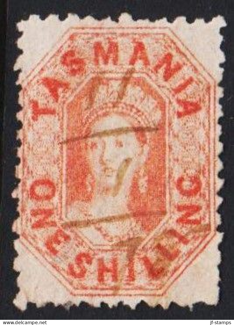 1864-1871. Tasmania. VAN DIEMENS LAND Victoria. ONE SHILLING.  Perforated 11. Manuscript 11/1 78.  - JF542887 - Used Stamps