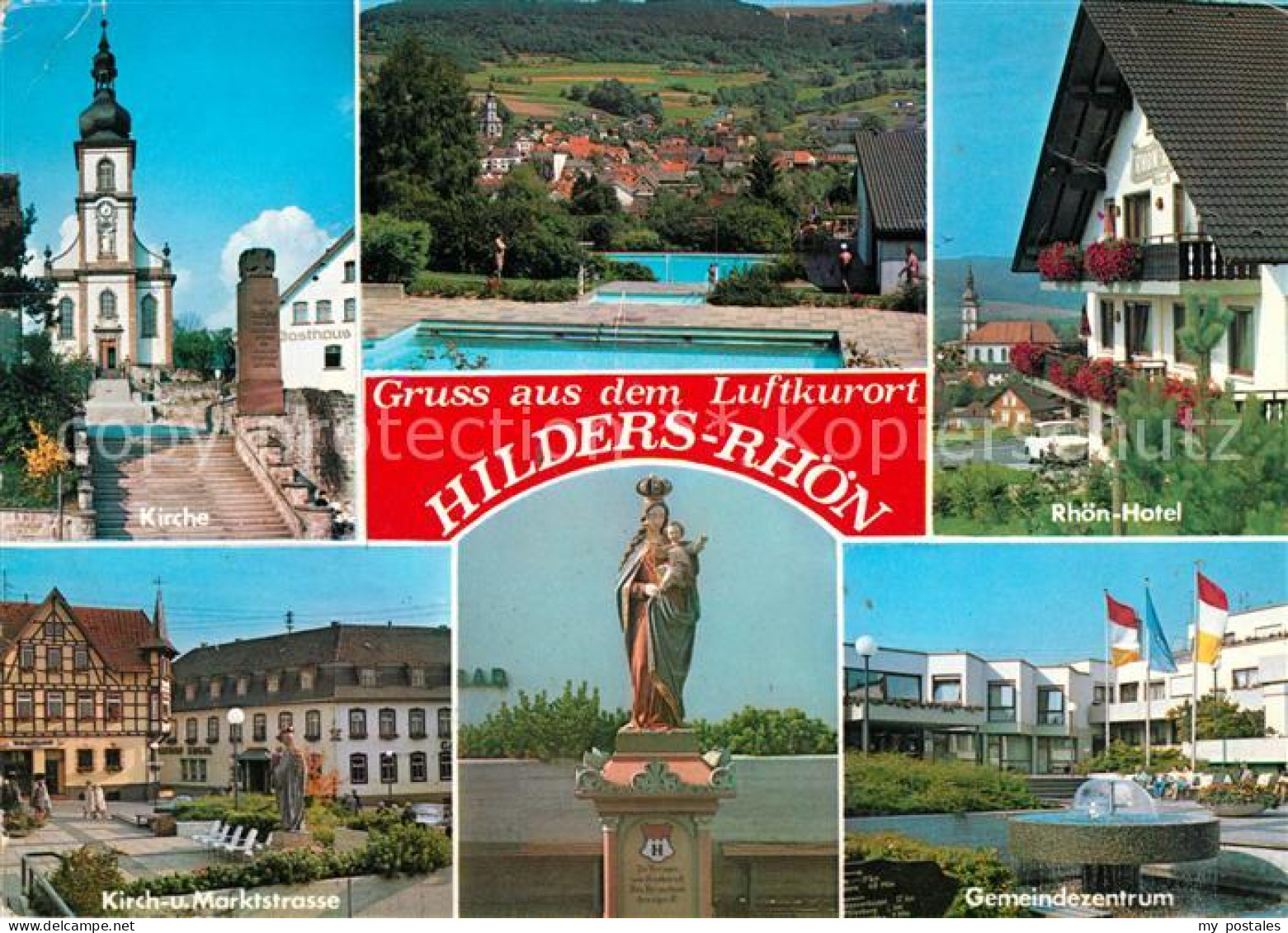 73017805 Hilders Rhoen Kirche Rhoen Hotel Kirch Und Marktstrasse Gemeindezentrum - Hilders