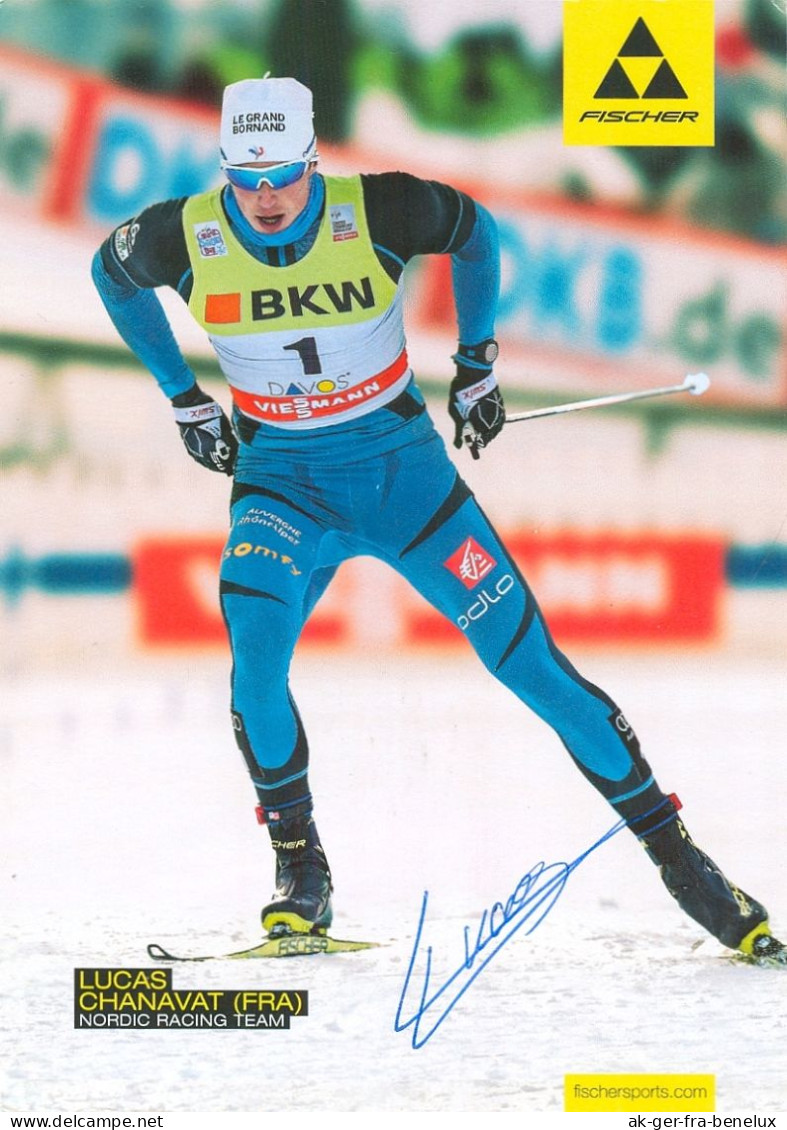 Autogramm AK Langläufer Lucas Chanav Schwarzy Chanavat Le Grand-Bornand Olympia France Frankreich Cross-country Skiing - Authographs