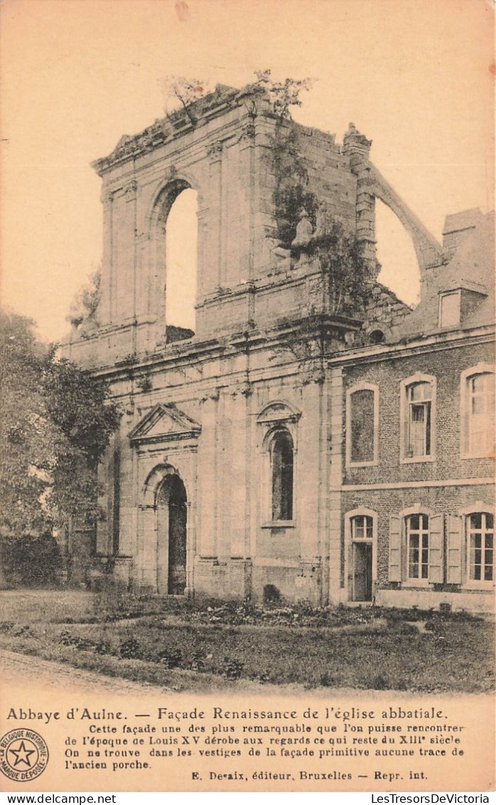 BELGIQUE - Abbaye D'Aulne - Façade Renaissance De L'église Abbatiale - Carte Postale Ancienne - Sonstige & Ohne Zuordnung