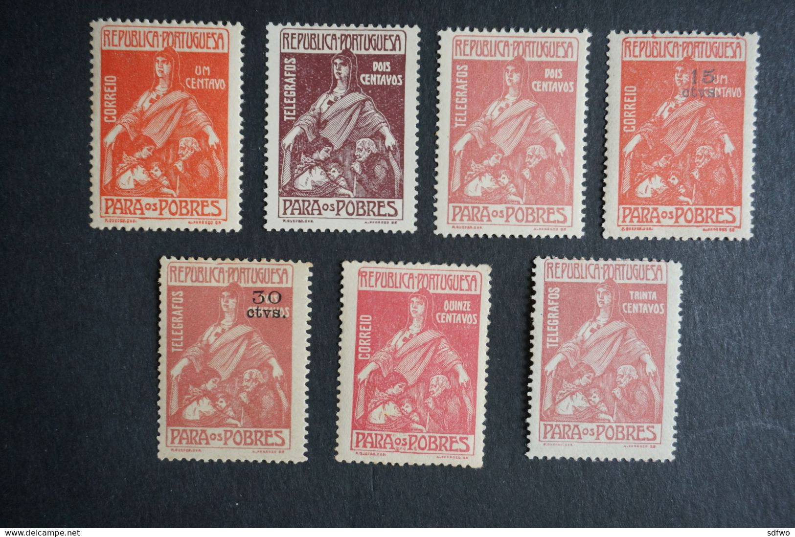 (T6) Portugal 1915/1925 - Postal Tax For The Poors Stamps Set - Af. IPT 07 To 12 (MH) - Neufs