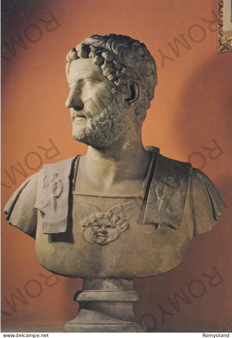 CARTOLINA  B21 ROMA,LAZIO-MUSEO CAPITOLINO-SALA IMPERATORI-BUSTO DI ADRIANO (117-138 D.C.)-STORIA,MEMORIA,NON VIAGGIATA - Museums