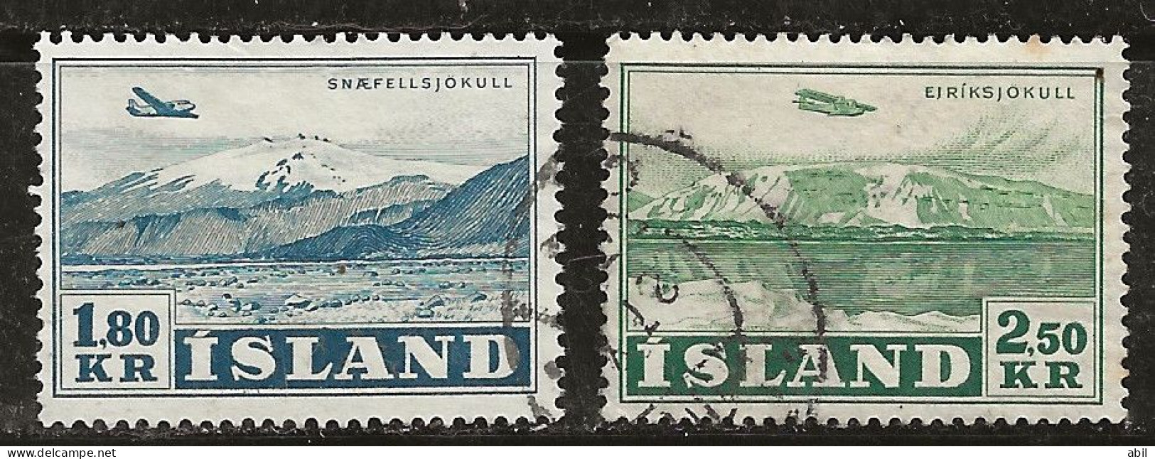 Islande 1947 N° Y&T : PA.27 Et 28 Obl. - Posta Aerea