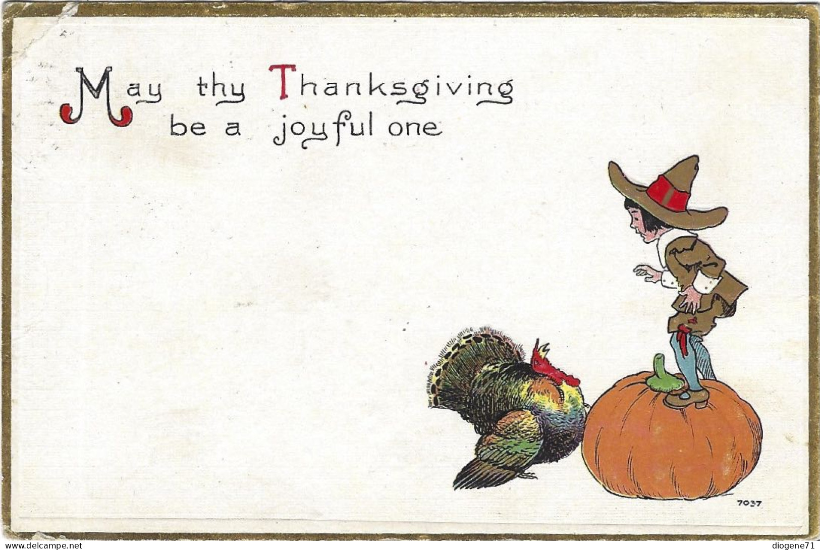 May Thy Thanksgiving Be A Joyful One 1913 Turkey Squash Boy - Giorno Del Ringraziamento