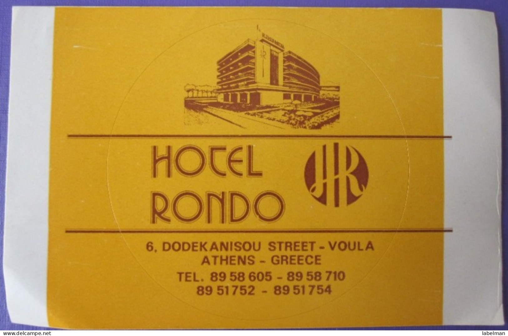 HOTEL MOTOR MOTEL HOUSE RONDO VOULA  ATHENS ATHENES GREECE STICKER DECAL LUGGAGE LABEL ETIQUETTE AUFKLEBER - Etiquettes D'hotels