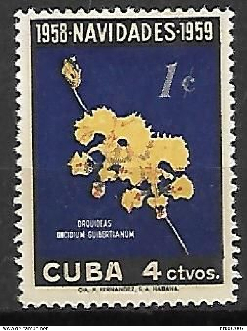 CUBA.    -     1958.   Y&T N° 497  *.    Fleurs  /   Orchidées. - Ungebraucht