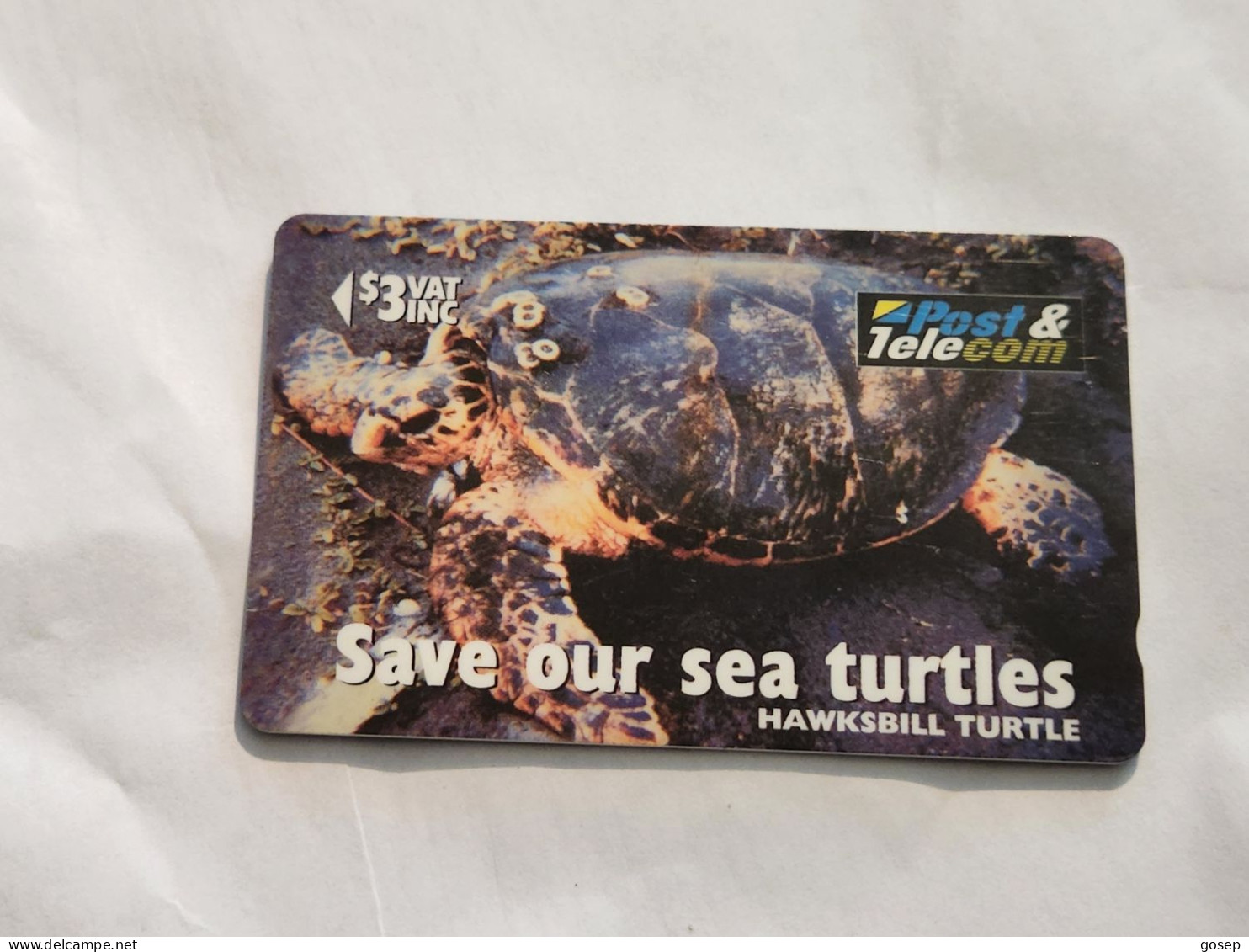 FiGI-(17FIB-FIJ-083)-"Hawks I'll Turtle"Taku-(75)(1996)-($3)-(17FIB038353)-(TIRAGE-55.000)-used Card+1card Prepiad Free - Fiji