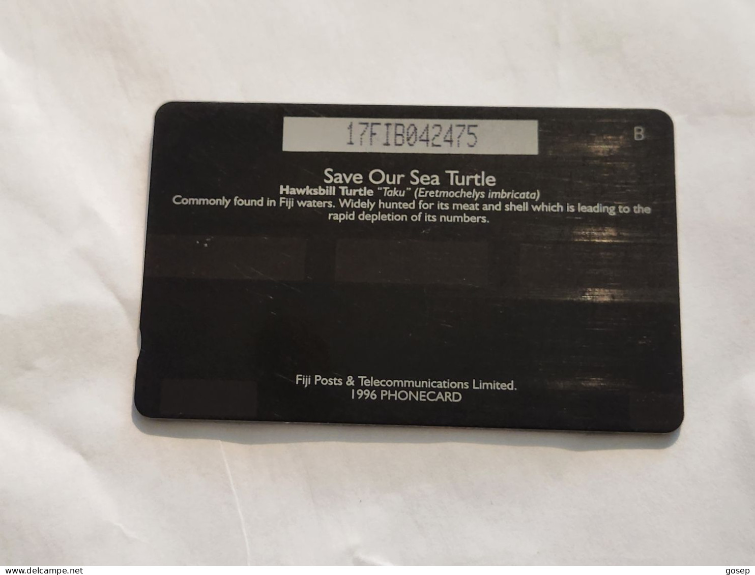 FiGI-(17FIB-FIJ-083)-"Hawks I'll Turtle"Taku-(76)(1996)-($3)-(17FIB042475)-(TIRAGE-55.000)-used Card+1card Prepiad Free - Fidschi