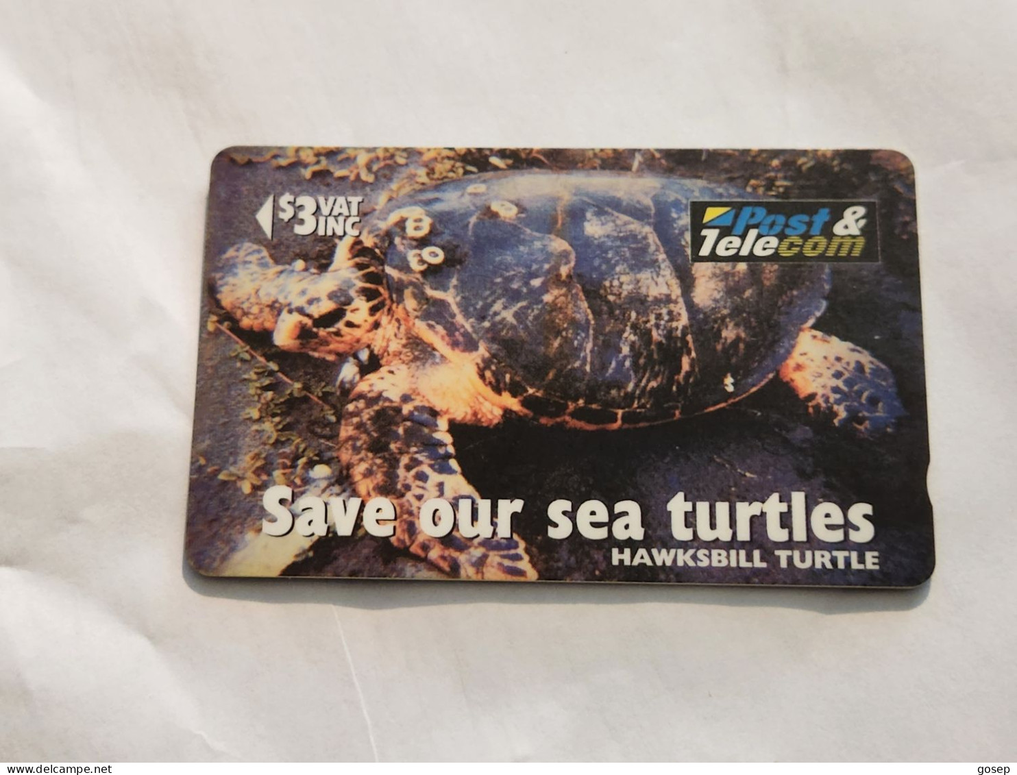FiGI-(17FIB-FIJ-083)-"Hawks I'll Turtle"Taku-(77)(1996)-($3)-(17FIB042587)-(TIRAGE-55.000)-used Card+1card Prepiad Free - Fiji
