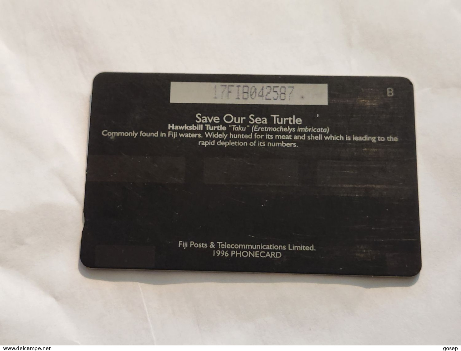 FiGI-(17FIB-FIJ-083)-"Hawks I'll Turtle"Taku-(77)(1996)-($3)-(17FIB042587)-(TIRAGE-55.000)-used Card+1card Prepiad Free - Fidschi