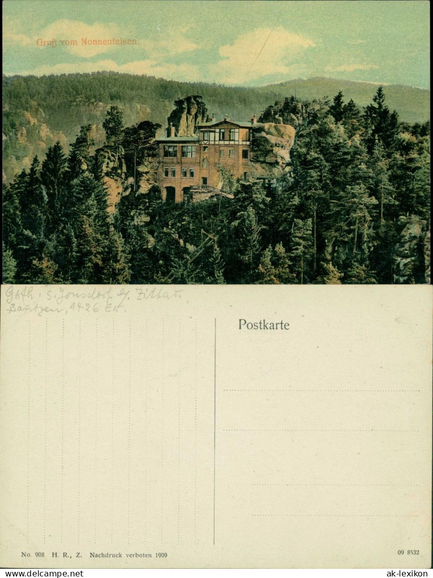 Ansichtskarte Jonsdorf Nonnenfelsen Und Baude 1909  - Jonsdorf