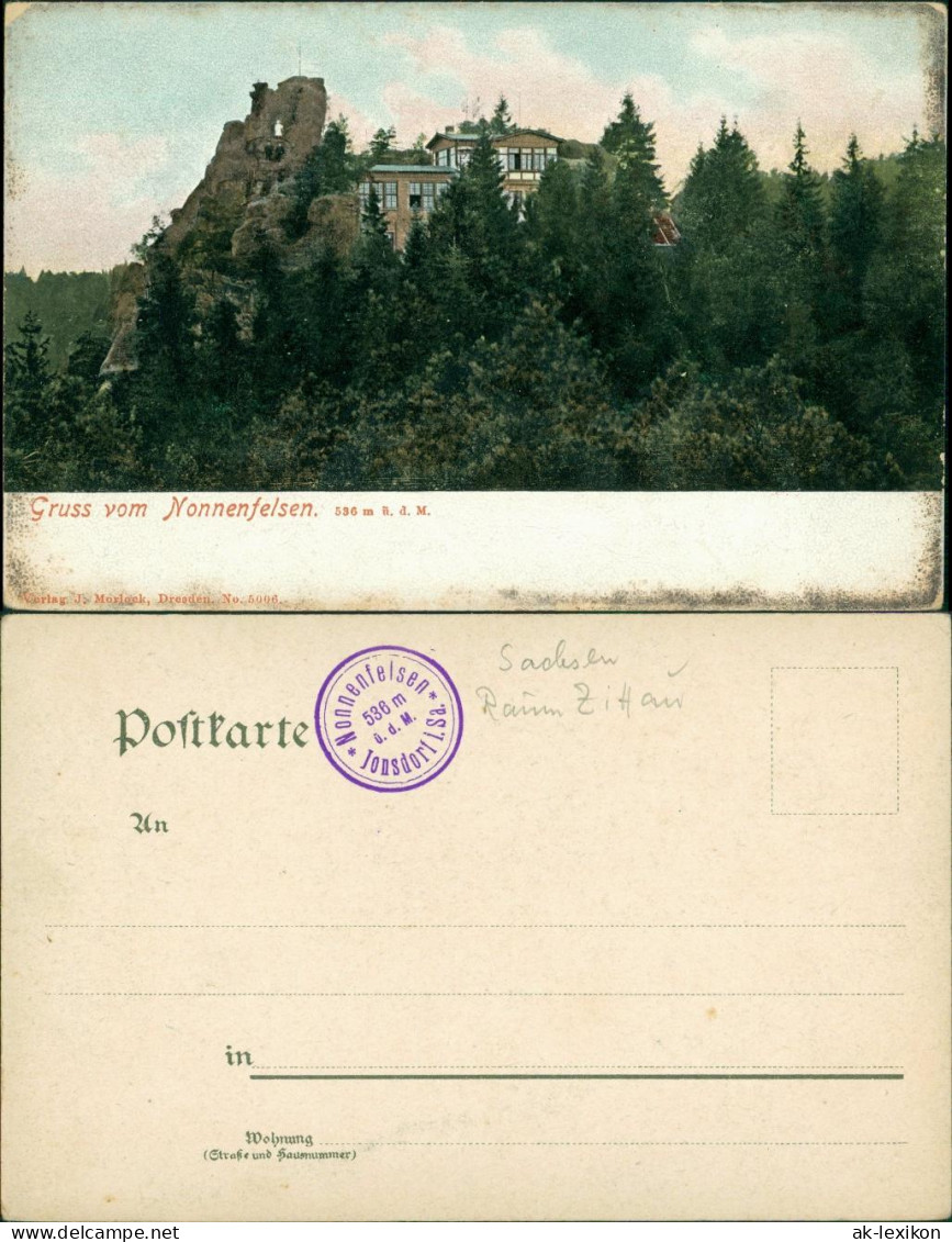 Ansichtskarte Jonsdorf Nonnenfelsen, Baude 1907  - Jonsdorf