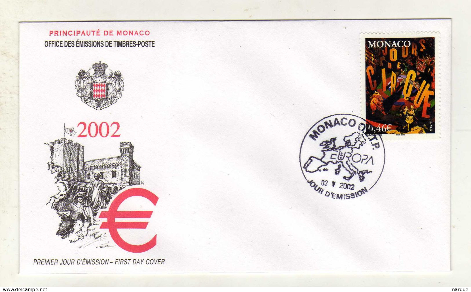 Enveloppe 1er Jour MONACO Oblitération MONACO O.E.T.P. 03/05/2002 - FDC