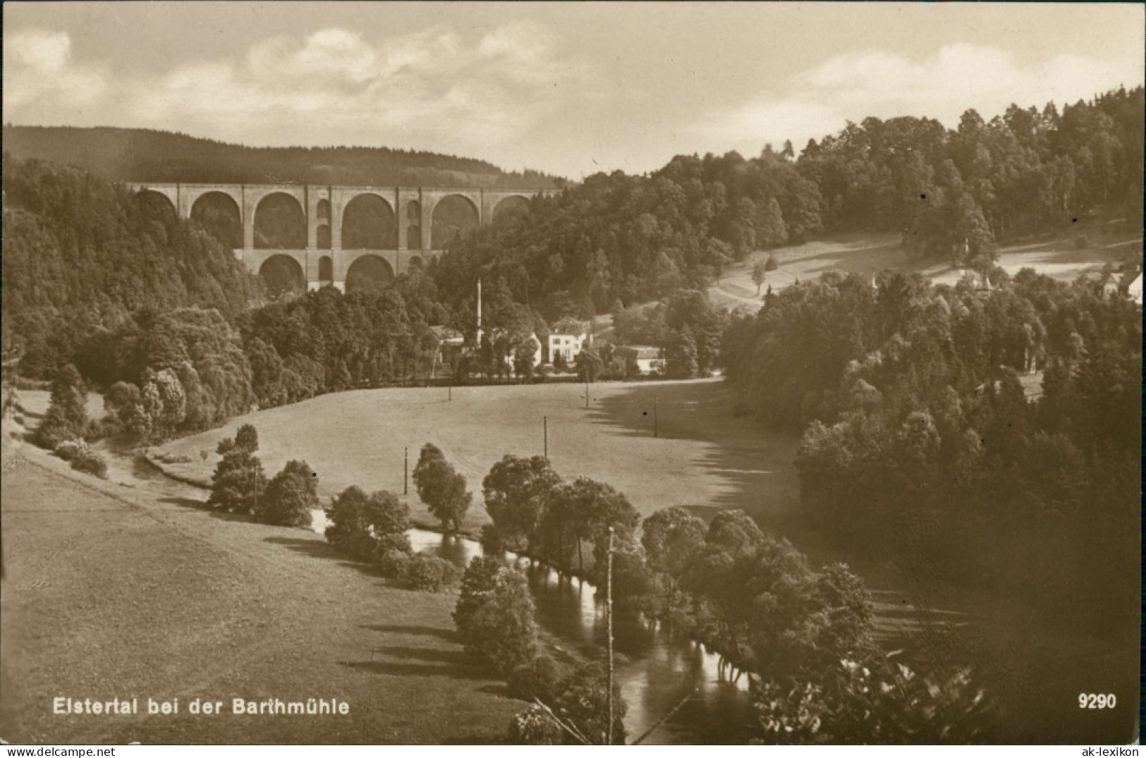 Ansichtskarte Jocketa-Pöhl Elstertalbrücke, Barthmühle 1928 - Poehl