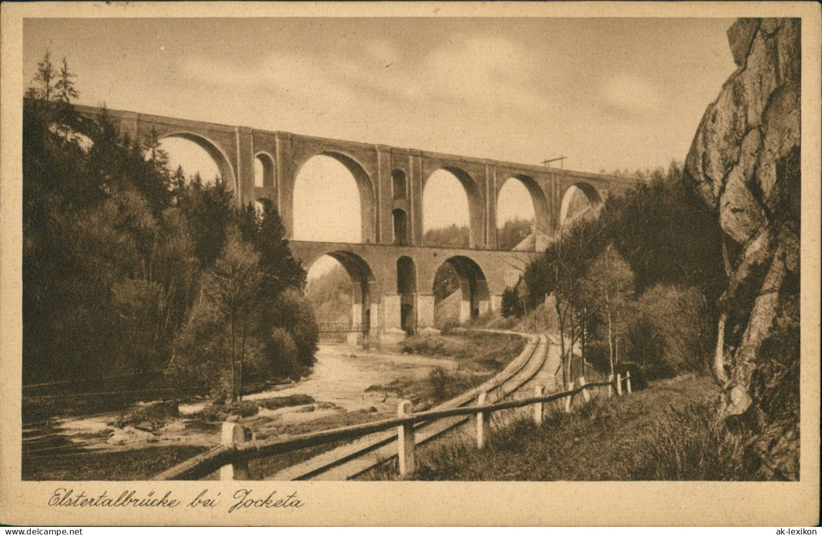Ansichtskarte Jocketa-Pöhl Elstertalbrücke 1927 - Pöhl