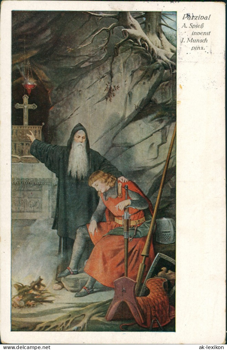 Ansichtskarte  Parzival, A. Spieß Invenit J. Munsch Pinx 1933 - Fairy Tales, Popular Stories & Legends