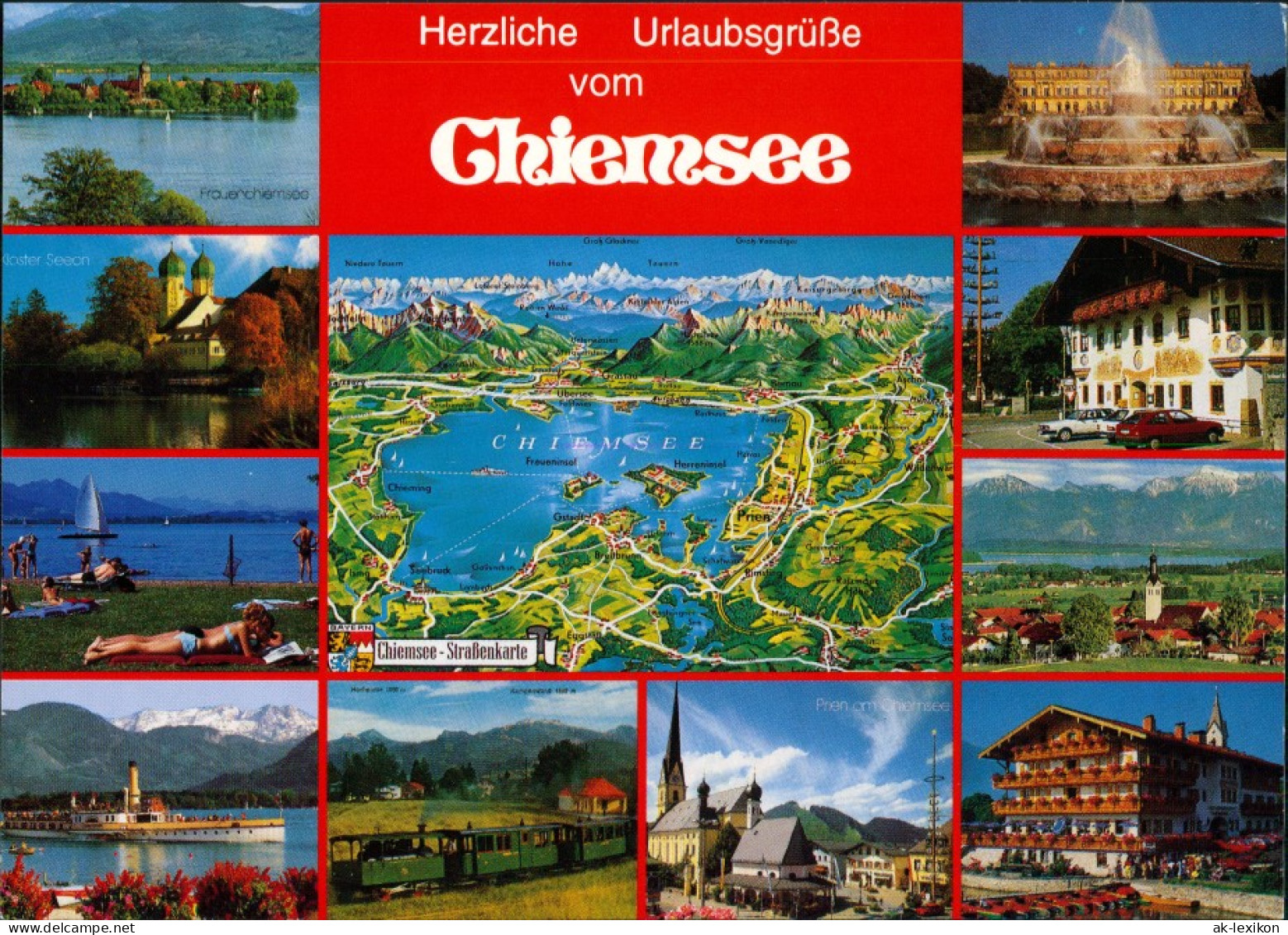 Chiemsee Chiemsee (See) - Kirche, Uferbereich, Springbrunnen, Fähre 1981 - Chiemgauer Alpen