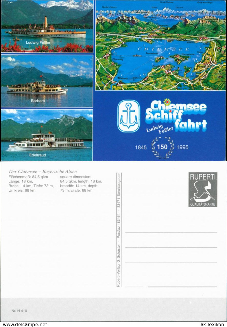 Chiemsee Chiemsee (See) - Ludwig Feßler, Babara, Edeltraud - Karte 1973 - Chiemgauer Alpen