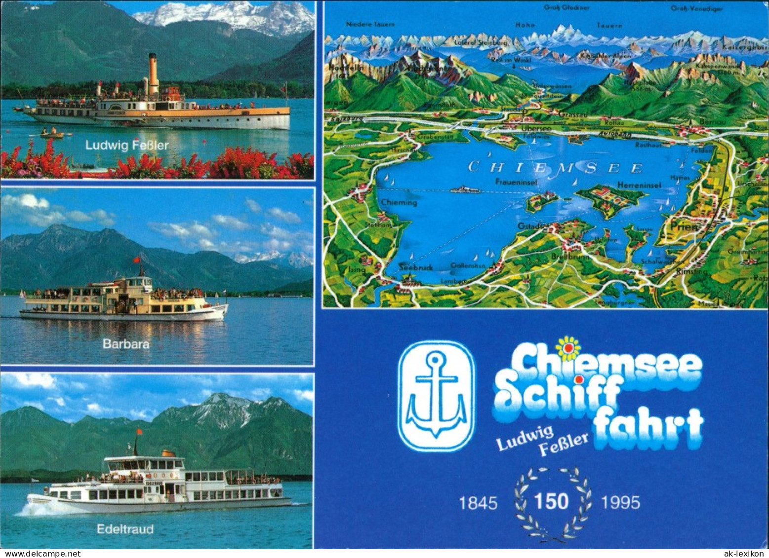 Chiemsee Chiemsee (See) - Ludwig Feßler, Babara, Edeltraud - Karte 1973 - Chiemgauer Alpen