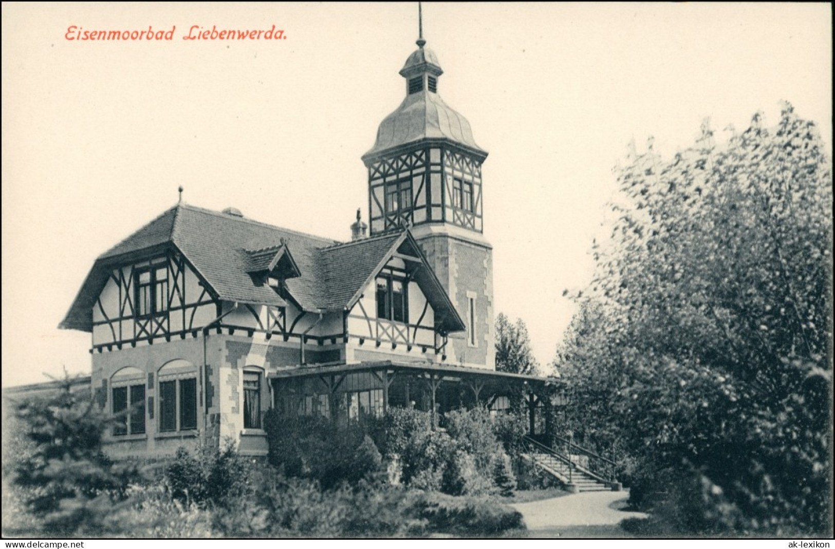Ansichtskarte Bad Liebenwerda Partie An Der Villa 1914 Rote Schrift - Bad Liebenwerda