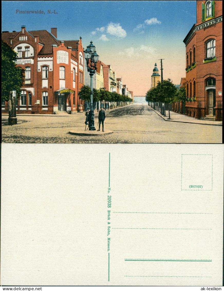 Ansichtskarte Finsterwalde Grabin Straße Bahnhofshotel Wasserturm 1916 - Finsterwalde
