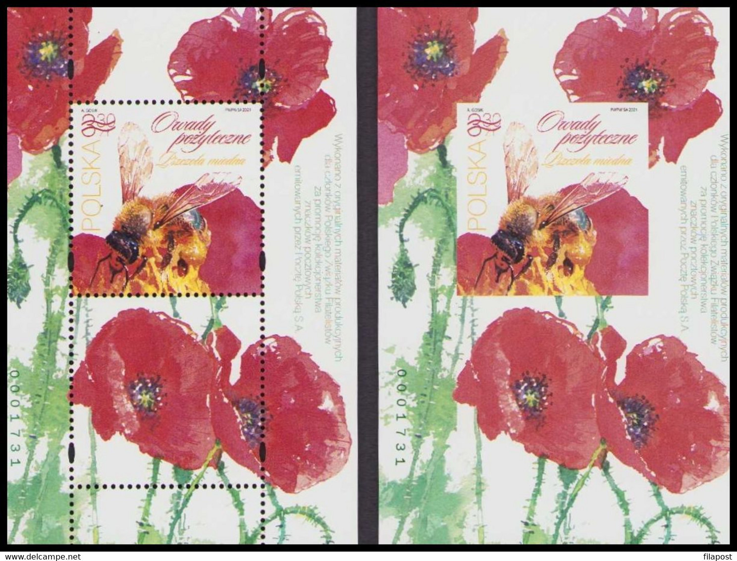 Poland 2021 Beneficial Insects / Bees And Bumblebees, Insect, Animal, Bee / Set Of 2 Blocks MNH** - Nuovi
