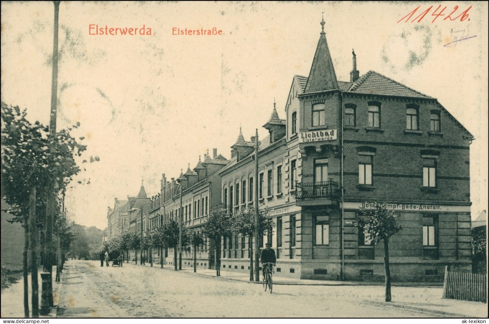 Ansichtskarte Elsterwerda Wikow Elsterstraße - Lichtbad 1913 - Elsterwerda