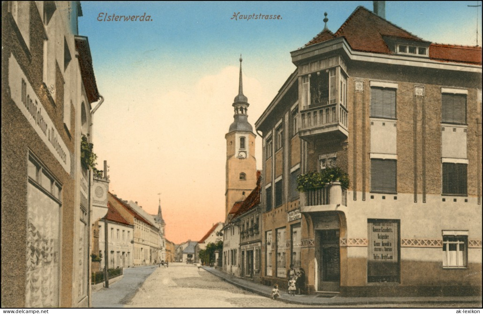 Elsterwerda Wikow Manufaktur, Geschäft - Hauptstraße 1918 Coloriert - Elsterwerda