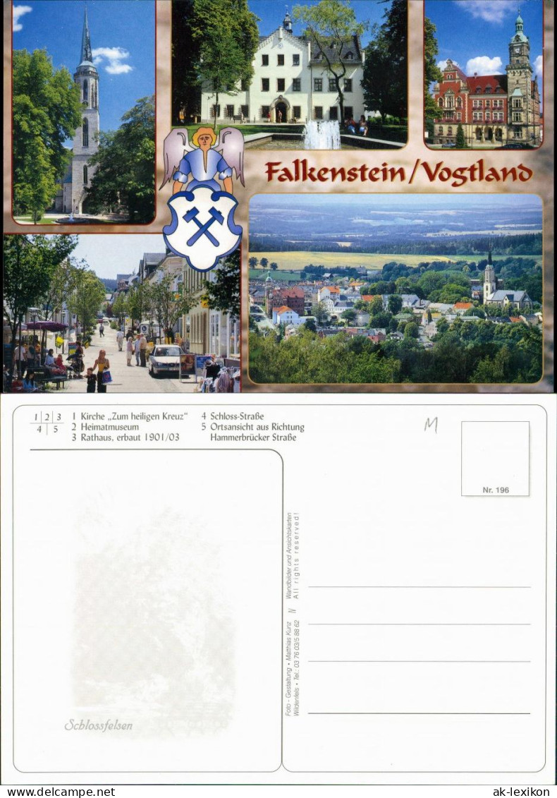 Falkenstein (Vogtland) 5 Ansichten Ua. Kirche, Schloss-Strasse Ortsansicht 1989 - Falkenstein (Vogtland)