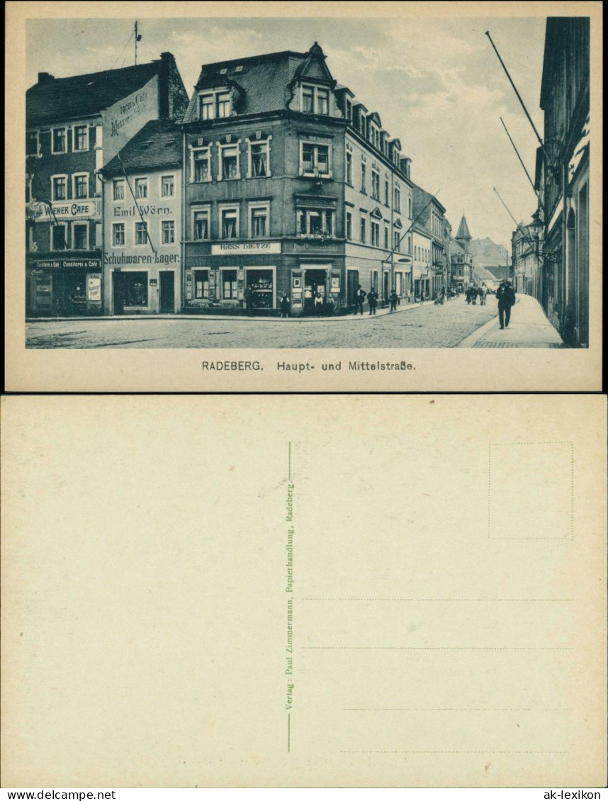 Ansichtskarte Radeberg Geschäfte - Haupt- Und Mittelstraße 1928 - Radeberg