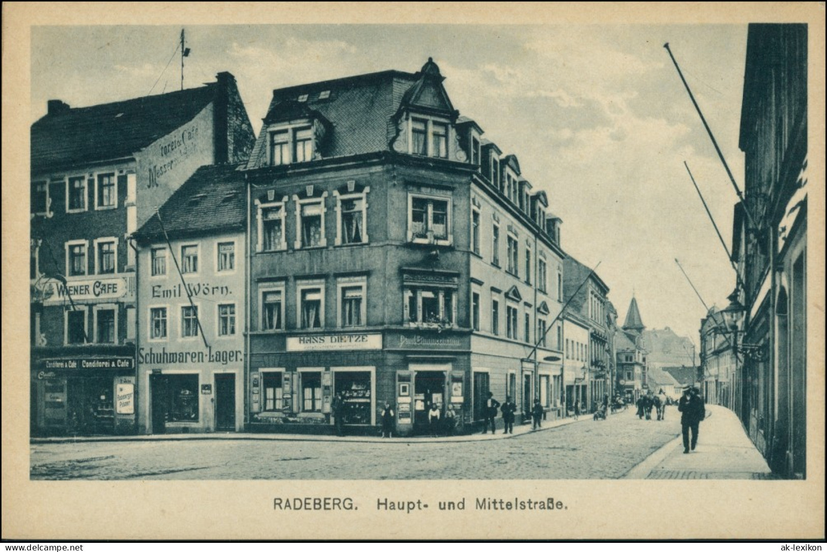 Ansichtskarte Radeberg Geschäfte - Haupt- Und Mittelstraße 1928 - Radeberg