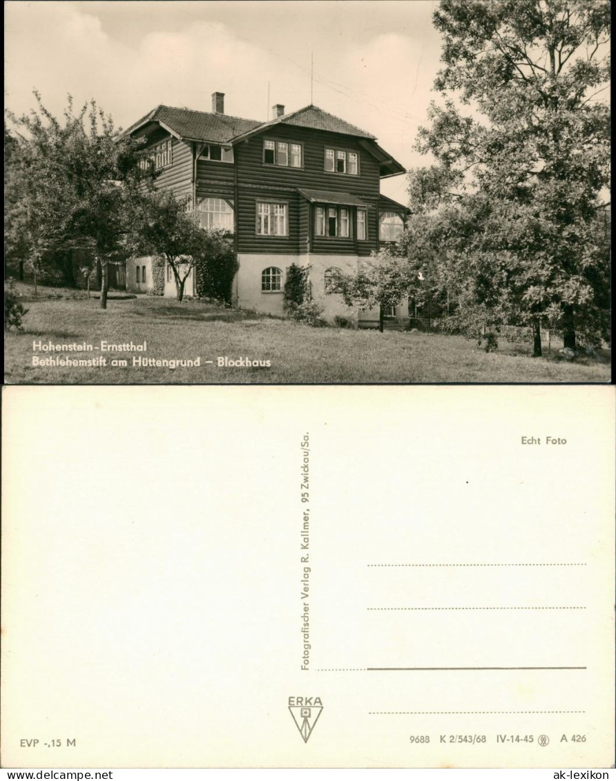 Hohenstein-Ernstthal Bethlehemstift-Hüttengrunde Blockhaus DDR Postkarte 1968 - Hohenstein-Ernstthal