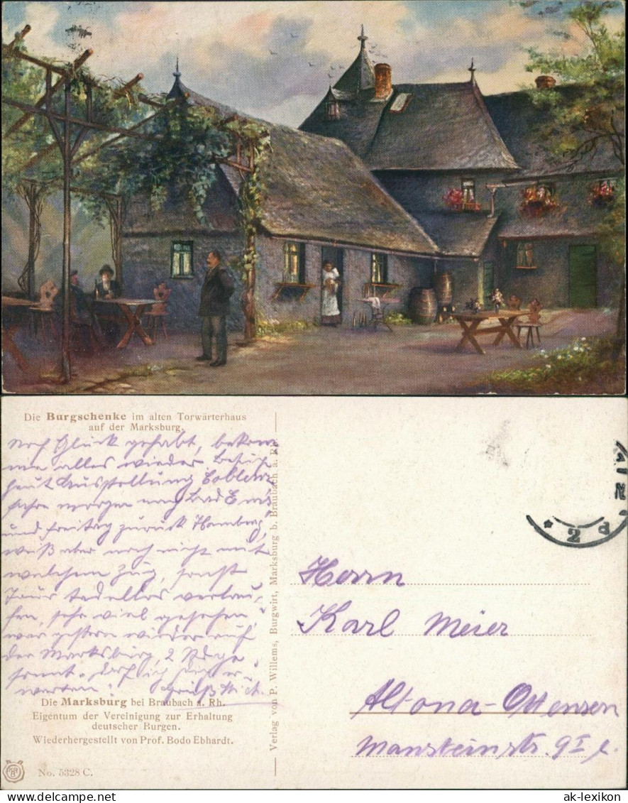 Braubach Marksburg Schenke Torwärterhaus Künstlerkarte (Prof. Bodo Ebhardt) 1920 - Braubach