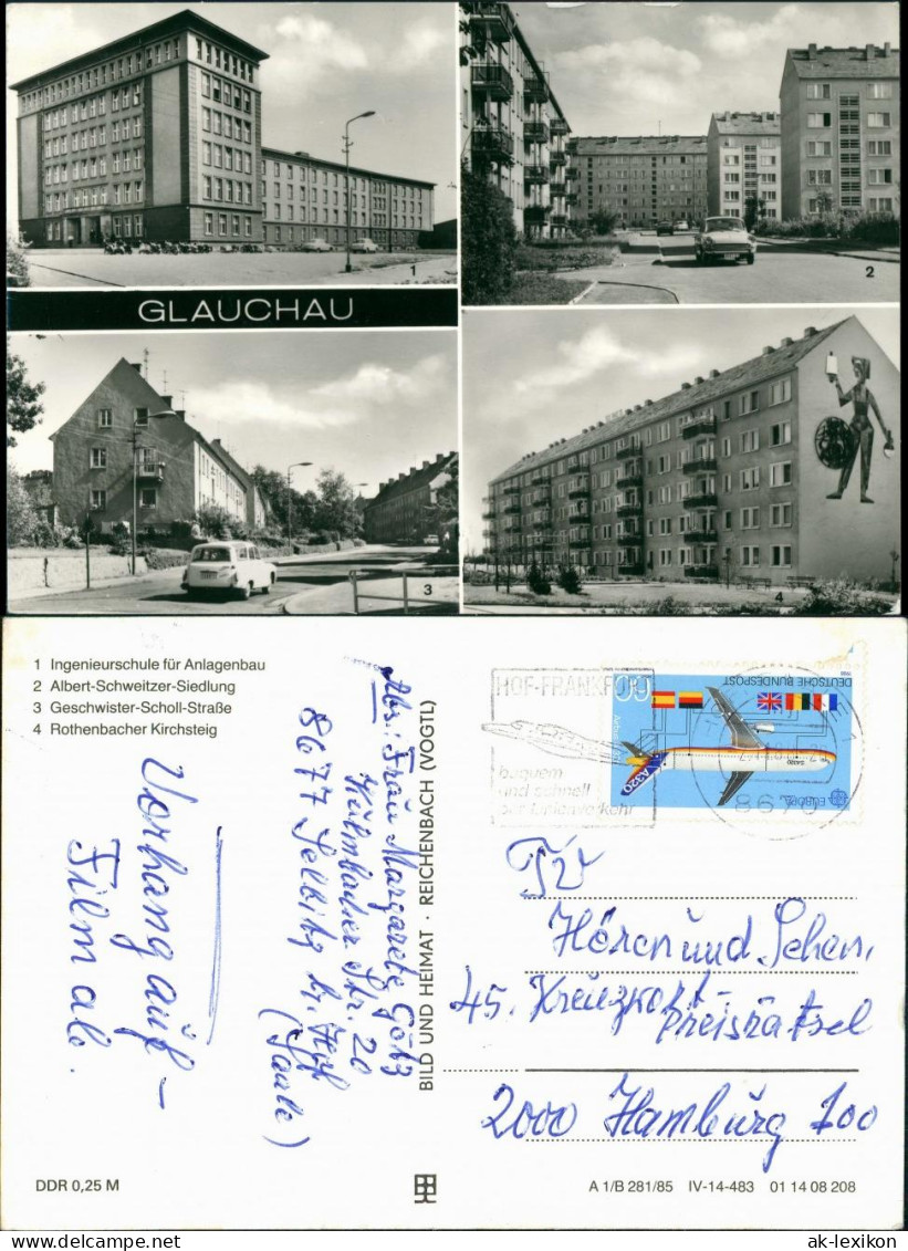 Ansichtskarte Glauchau 4 Bild: Neubauten Straße 1985 - Glauchau