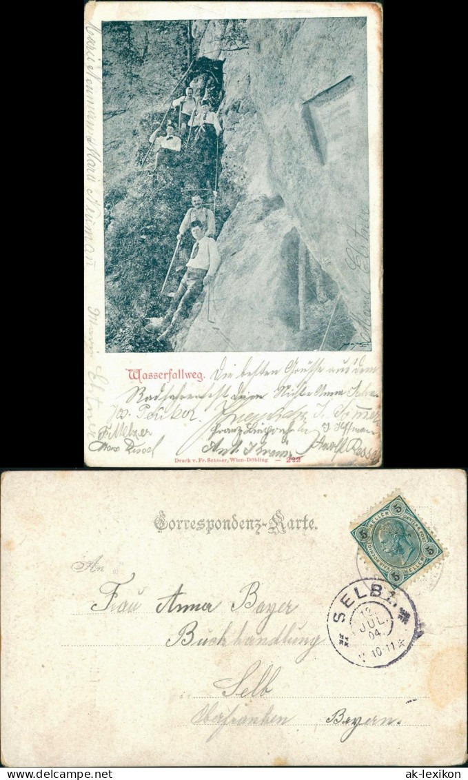 Ansichtskarte  Bergsteiger Alpen Am Wasserfallweg Wasserfall Weg 1904 - Alpinisme