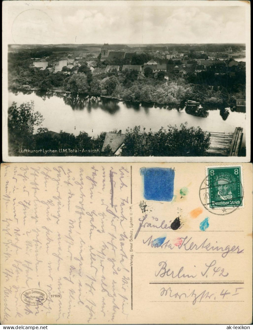 Ansichtskarte Lychen Panorama-Totalansicht Häuser Partie 1928 - Lychen