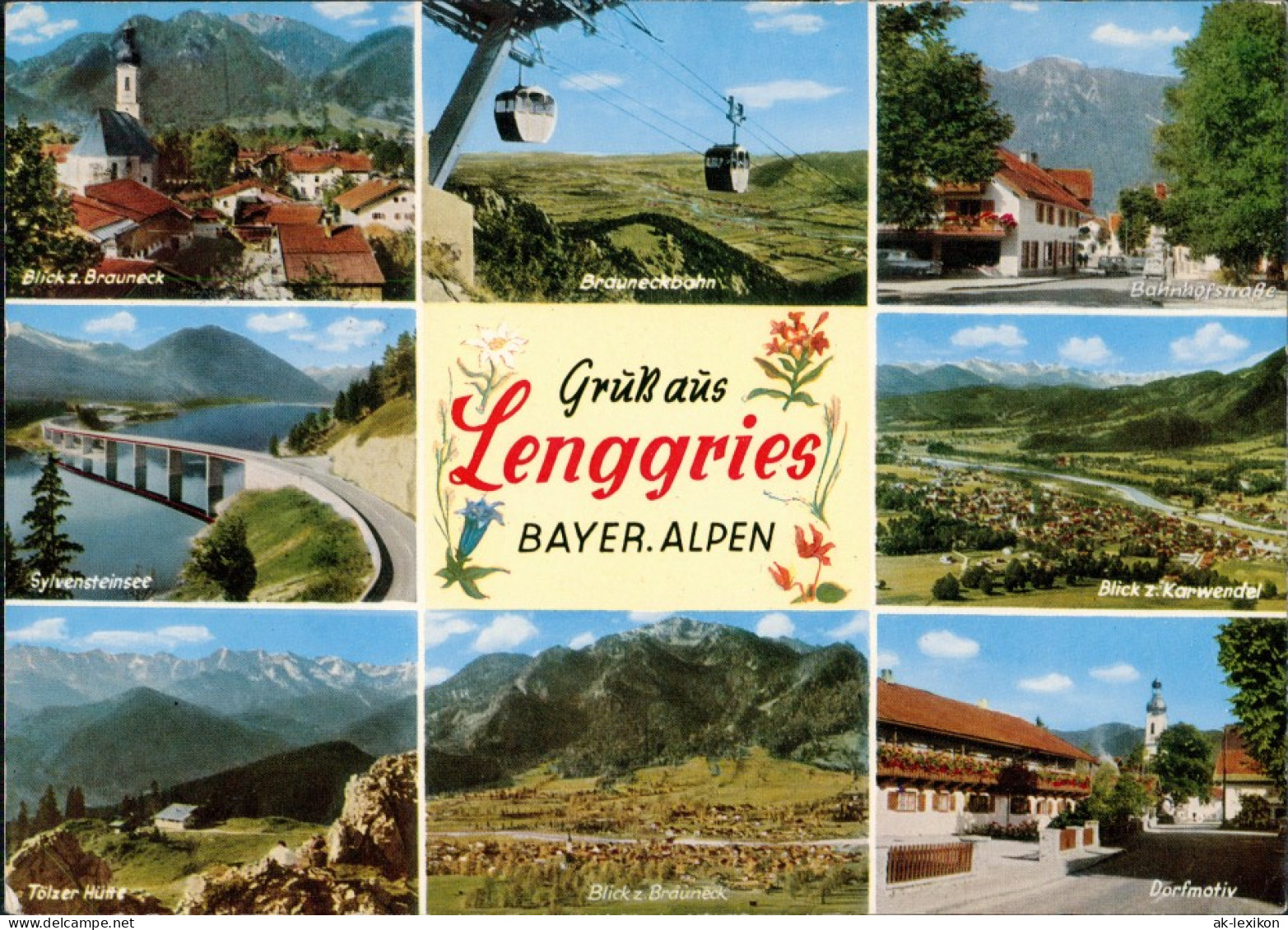 Lenggries Gruss-aus- T 8 Color Echtfoto-Ansichten 1975 - Lenggries