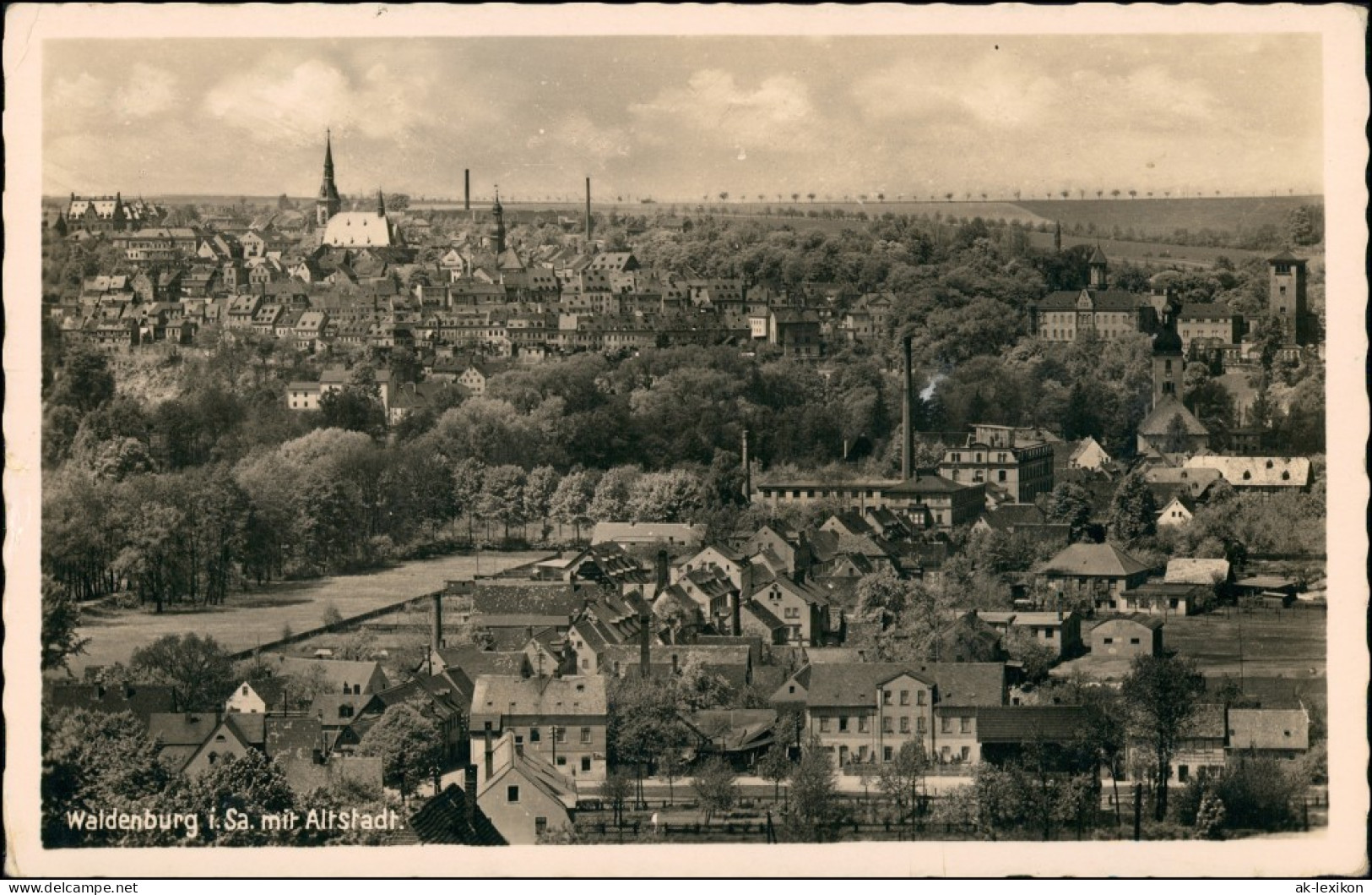 Ansichtskarte Waldenburg (Sachsen) Stadtpartie - Fabrikanlagen 1936 - Waldenburg (Sachsen)