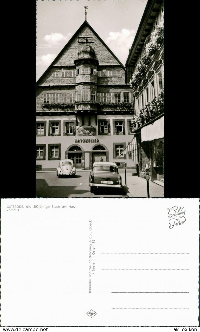 Ansichtskarte Osterode (Harz) Auto Volkswagen VW Käfer Am Rathaus 1960 - Osterode