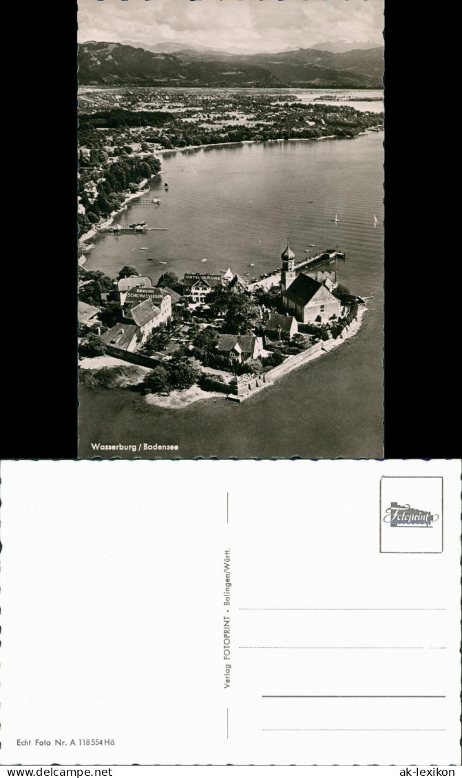 Ansichtskarte Wasserburg Am Bodensee Luftbild Überflugkarte Bodensee 1960 - Wasserburg (Bodensee)