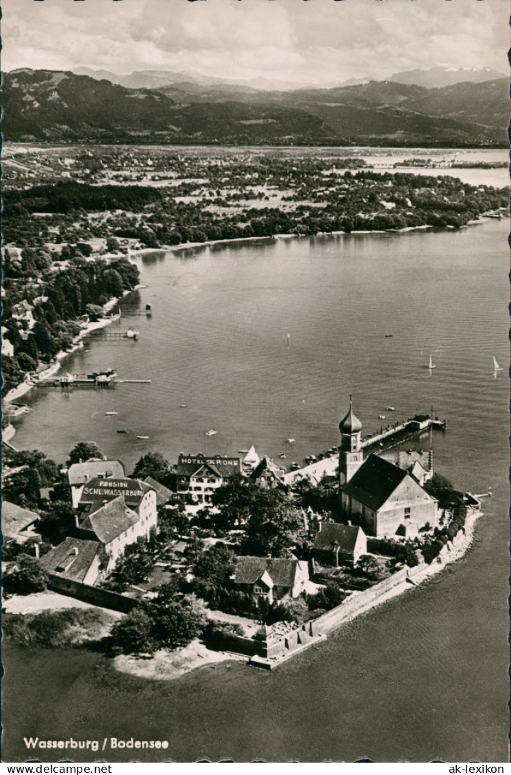 Ansichtskarte Wasserburg Am Bodensee Luftbild Überflugkarte Bodensee 1960 - Wasserburg A. Bodensee